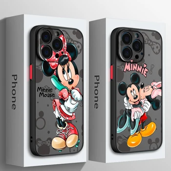 Minnie Mickey Mouse Roza Za Apple iPhone 15 14 13 12 11 Mini Pro Max 8 7 6S 6 XR X XS Plus Mlečno Prosojna Primeru Telefon