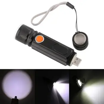 Močno Svetlobo LED Usb Polnilna Svetilka z Magnetnim Baklo Lanter Zoomable Svetilka COB Zoom Poudariti, Zunanja Razsvetljava