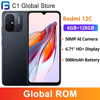 Svetovni ROM Xiaomi Redmi 12C MTK Helio G85 Zadaj Senzor Prstnih 6.71 Zaslon 50MP AI Fotoaparat 5000mAh Baterije