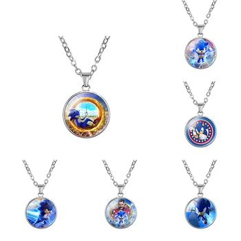 Sonic Ogrlica Ženske, Moške Anime Živali Ogrlice Kawaii Modra Smešno Obesek Trendy Visoke Kakovosti Srebrno Barvo Zlitine Naszyjnik Darilo