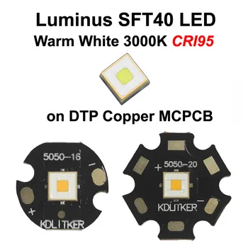Luminus SFT-40 Toplo Bela 3000K CRI95 Dolgo Vrgel SMD 5050 LED Oddajnik na KDLITKER DTP Baker MCPCB Svetilka DIY Rumeno Luč