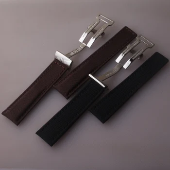 22 mm 24 mm Black Nylon+Pravega Usnja Watchband Manšeta Za Breitling Trak Maščevalec Pasu Navitimer Zapestnica Posebne uvajalne