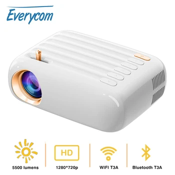 Everycom T3 Podporo 1080P Svetlobni Projektor Zaslon 5500 Lumnov LED Mini Prenosni Projektorji za Domači Kino Otrok Darilo
