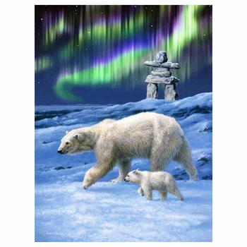 LZAIQIZG Diamond Slikarstvo Polarni Medved Aurora Borealis Diamond Vezenje Slikovit Mozaik, Navzkrižno Šiv Obrtni Dom Dekoracija