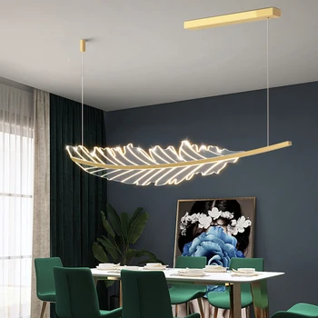 2023 Novi, Moderni Leaf-Oblikovan Zatemniti LED Lestenec Nordic Living Jedilno Mizo kavarna Zlato Visi Svetlobe Razsvetljave v Zaprtih prostorih