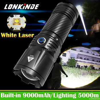 Super 19999LM Beli Laserski Svetilka 5000m Dolgo Obseg Pozornosti, ki je Močan, LED Svetilke Tipa c Polnjenje baterijska Svetilka Taktike Luč