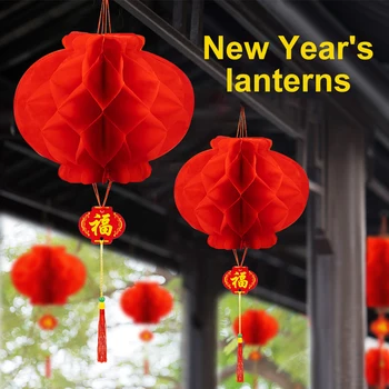 10pcs Zložljive Tradicionalni Kitajski Papirja Rdeče Luči Za 2024 Kitajsko Novo Leto Okraski Visi Nepremočljiva Festival Luči