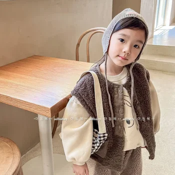 2023 Nove Jesensko Zimske Toddlers Otroci Runo Jopiči Korejskem Slogu Plašč Brez Rokavov Otrok Zgostitev Toplo Majice