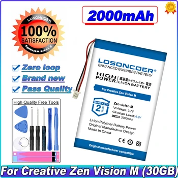2000mAh Baterija Za Creative Zen Vision M Zvočnik BA20603R79914 DVP-HD0003