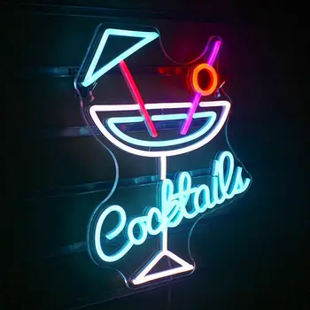 Koktajli Pivo Kava LED Neon Znak Stenski Dekor Za Pivo Bar Trgovina Pub Klub, nočni klub Rojstni Dekorativni Neon Noč Svetlobe