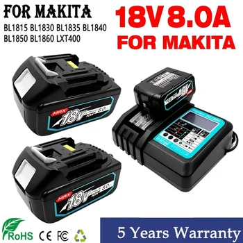Makita 18V 6.0 8.0 Ah Akumulatorska Baterija Za Makita električno Orodje z LED Li-ion Zamenjava LXT BL1860 1850 volt 6000mAh