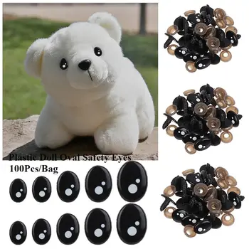 20/40pcs 7-12 mm Črna Plastika Ovalne Varnosti Oči Za Beli Medved Lutka Živali Lutkovno Obrti Otrok