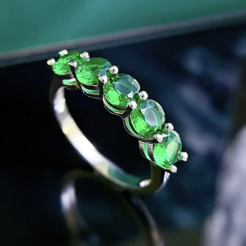 S925 Srebro Smaragdni Prstan Luksuzni Obdan Evropski in Ameriški Obroč Trgovina za Ženske