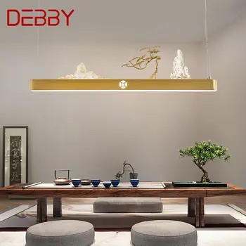 TEMAR Sodobne Dom LED Obesek Svetlobe Kitajski Ustvarjalne Zlato Pravokotne Hill Vzorec Lestenec Lučka Za Teahouse Jedilnica