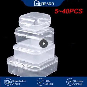 5~40PCS Majhne Okrogle Jasno, Plastične Kroglice Škatla za Shranjevanje Nakita Organizator Primeru Majhnih Predmetov Obrti Strojne opreme za Shranjevanje Posode Primeru
