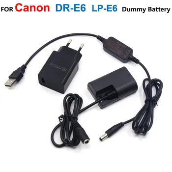 DR-E6 LP-E6 LP-E6N Ponaredek Baterija+5V USB Power Bank Kabel+Adapter Za Canon EOS 60D 70 D 5D2 6D 7D 5D Mark II III 5D3 5DSr