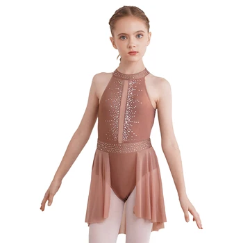 Otroci Dekleta Balet Tutu Plesno Obleko Sijoče Okrasnih Izrezanka Nazaj Leotard Obleko Balet Plesna Predstava, Umetnostno Drsanje Kostum