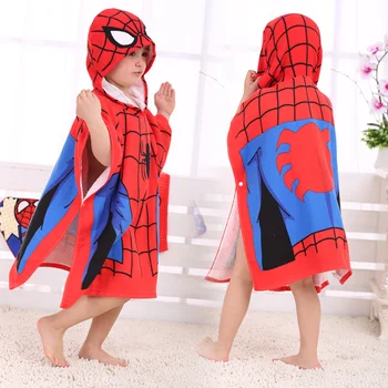 Baby Kopel Brisačo Spiderman Captain America McQueens Avto Otroci Hooded Bombaž Plašč, Otroci Plavanje, Plaža Brisačo Robe