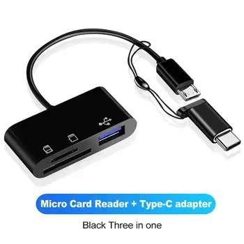3 V 1 Tip C Card Reader USB OTG Kabel U Disk Bralec Micros USB Na SDTF Sim Adapter 480Mbps Prenos Podatkov Odtisov Pomnilnika