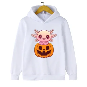 Axolotl Bučna Kawaii Otroci Oblačila Dekleta Harajuku Halloween Hoodie Srčkan Axolotl Ulične Risanka Halloween Fantje Sweatshirts