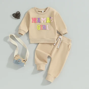 Za Malčke Baby Girl Obleke Smešno Črke Baby Majica Vrhovi Sweatpant Sweatsuit 2 Kos Pozimi Pade Obleke
