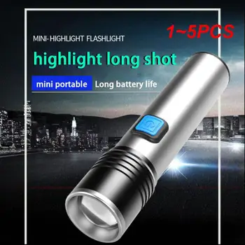 1~5PCS Zoomable Vgrajeno Baterijo XML USB Polnilna LED Svetilka MINI Lahkega Aluminija Neprepustna za