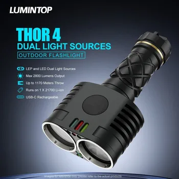 Lumintop THOR4 2800 Lumnov LEP LED Dual Vir Svetlobe Svetilka 1170M 21700 Baterije Beli Laserski Baklo na Prostem Lov za Kampiranje