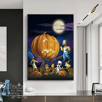 Risanka Simpson Halloween Stil Sodobne Platno Slikarstvo Plakatov in Fotografij Wall Art Lepe Slike za Dnevni Sobi, Otroški Sobi