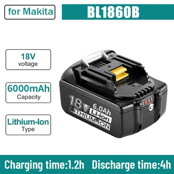 100% Prvotne Za Makita 18V 6000mAh Polnilna ročna Orodja Baterije z LED Li-ion Zamenjava LXT BL1860B BL1860 BL1850