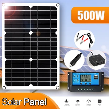 500W solarnimi Prenosni 18V//12V Nepremočljiva Vrata USB Sončne Energije 5V Solarni Polnilec Prostem Kampiranje Telefon Moči Banke
