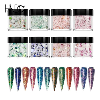 HNDO 12 Barve Nail Art Dip Pigment Prah Namakanjem Akrilni Prah Pisane Design Professional Manicure za Nohte Razširitev