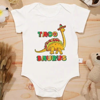 Tacosaurus Tiskanja Zabavno in Srčkan Baby Onesies Ameriški Stil, Trend Novorojenčka Fant in Punca Obleke Obleka, Bombaž Udobno Dihanje