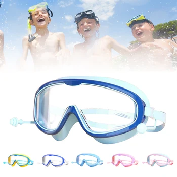 Velik Okvir, Plavanje Očala S Čepi Za Ušesa, Za Otroke, Ki Anti-Fog Vgradnjo Oči Zaščitna Očala Za Na Prostem Plaži, Bazen